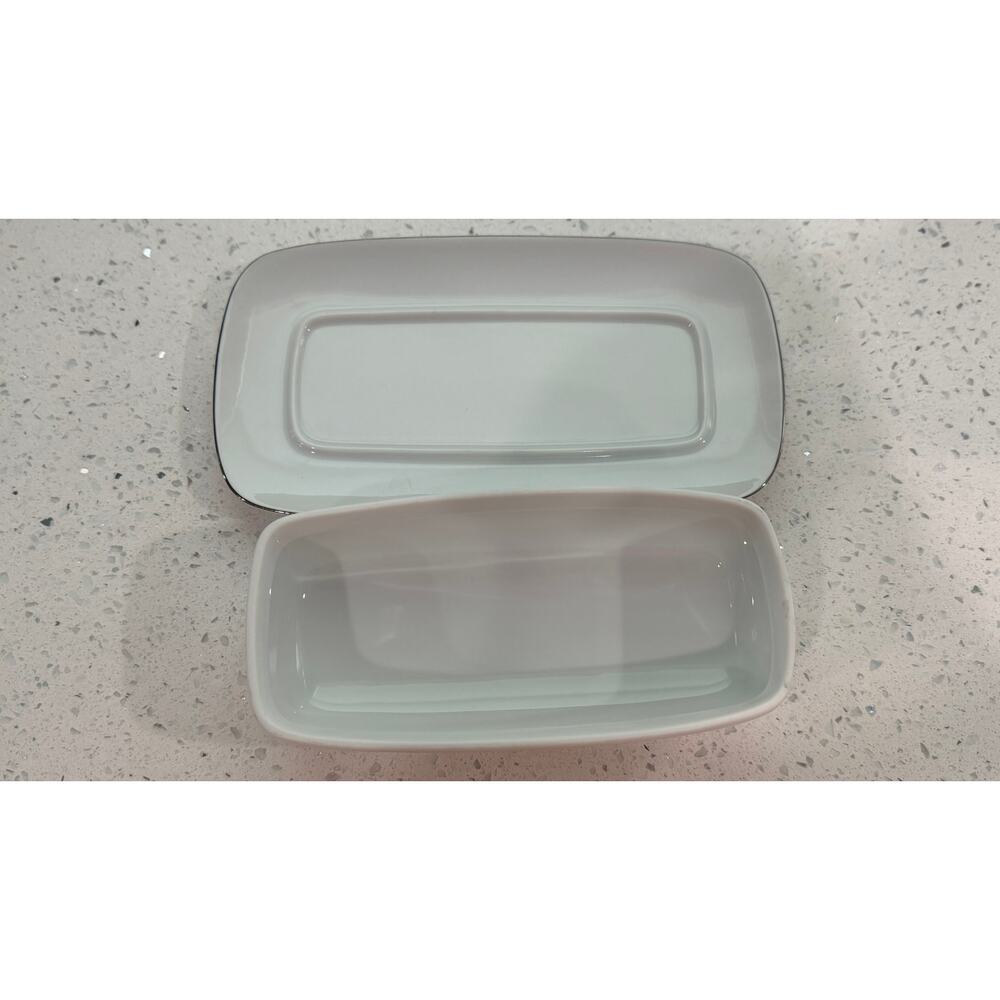 Vintage Diane Japan Fine Porcelain 8" Covered Butter Dish Platinum Trim - Picture 6 of 6